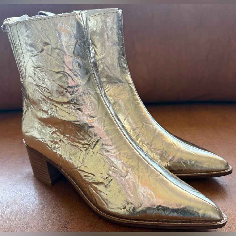Kelsi Dagger Brooklyn Milly Pointed Toe Bootie Washed Gold Women’s Size 8 NWOB - Picture 3 of 8